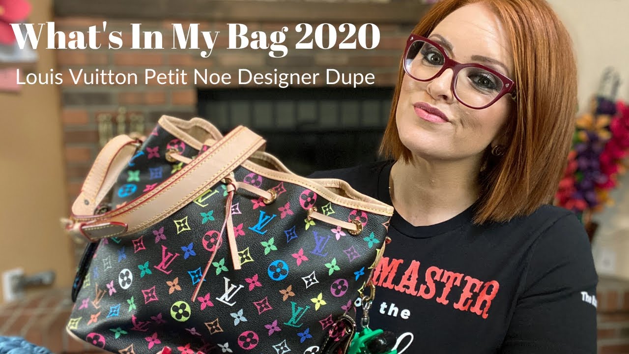 WHAT'S IN MY BAG 2020 | LOUIS VUITTON PETIT NOE MULTICOLOR DESIGNER DUPE FIND AT DHGATE
