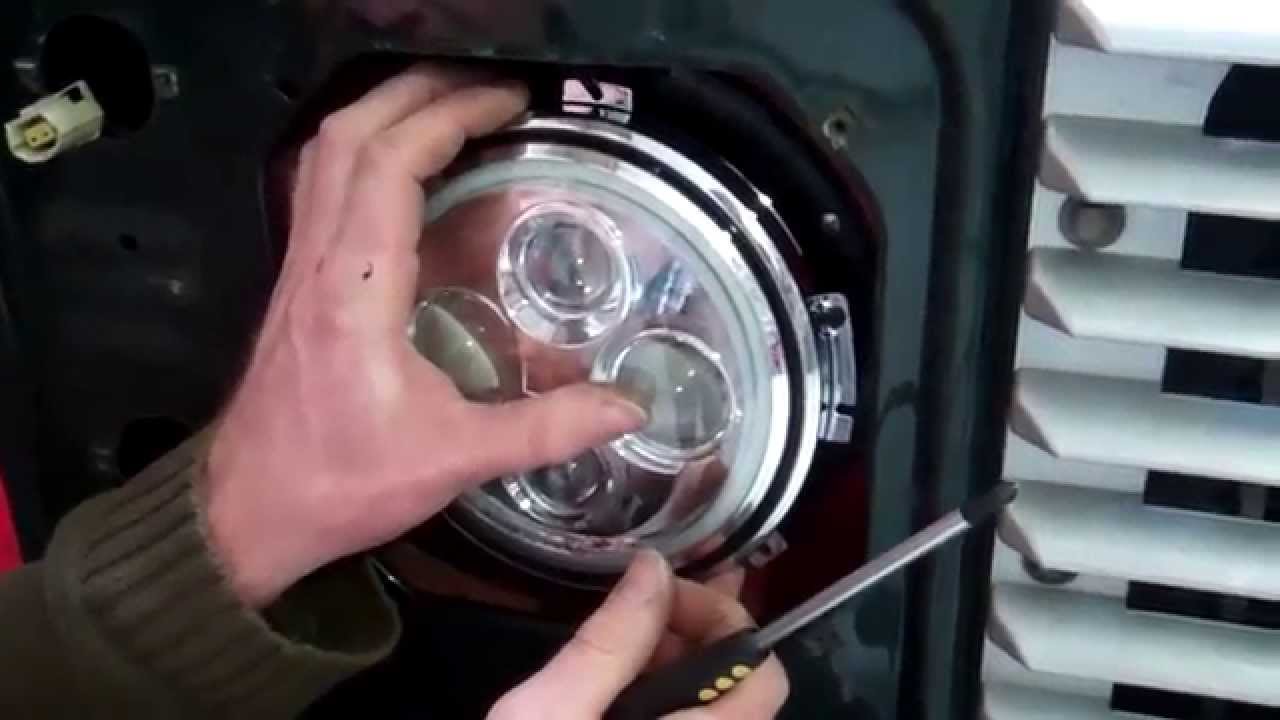 Defender LED headlight upgrade part 3 - fitting new bowl & fitting light