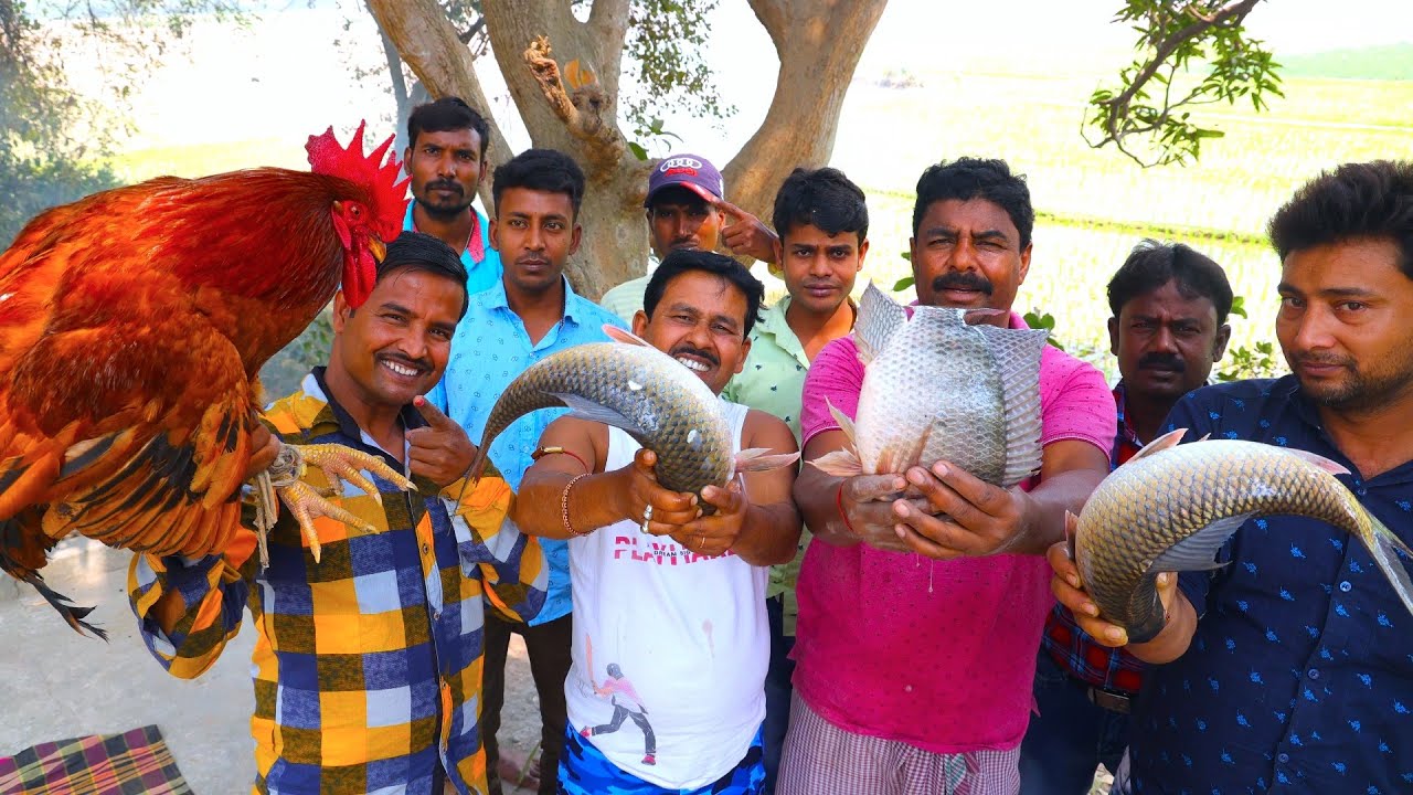 4 kg big size country chicken curry with village style fishing & cooking | village cooking vlog