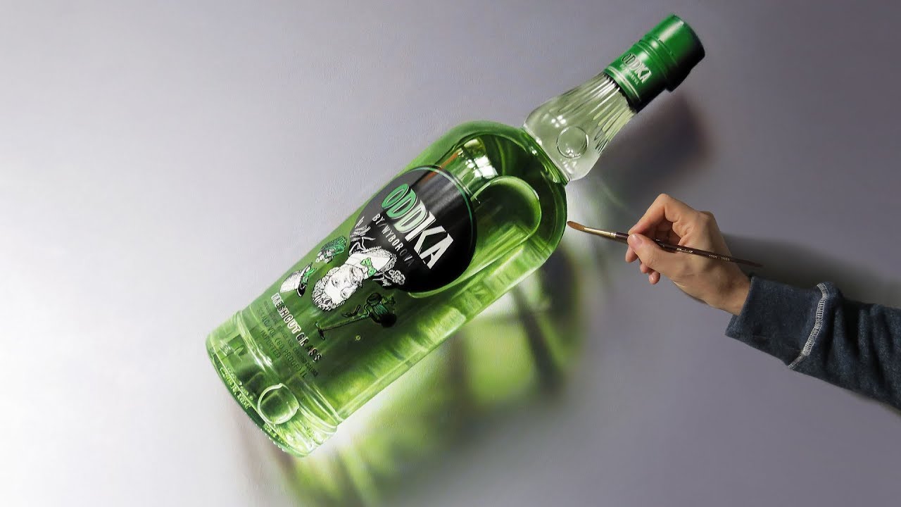 Realistic bottle painted LIVE on YouTube 😅