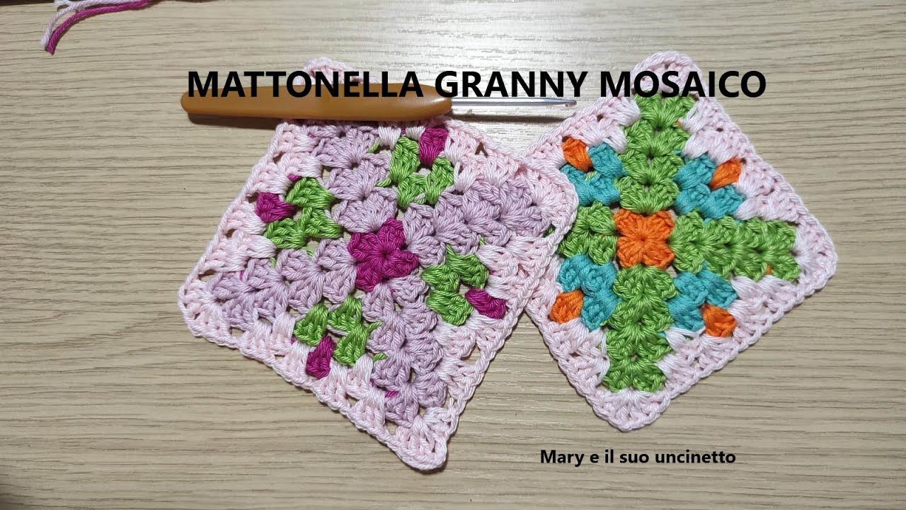 mattonella Granny mosaico, Granny Square mosaic, borsa mattonelle granny