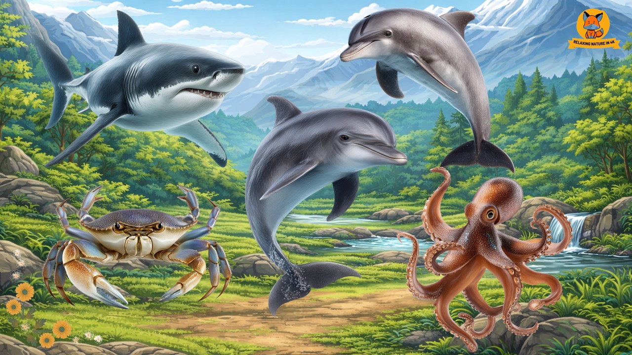 Lovely Animal Sounds Compilation: Octopus, Crab, Shark, Dolphin – Farm Animal Moments