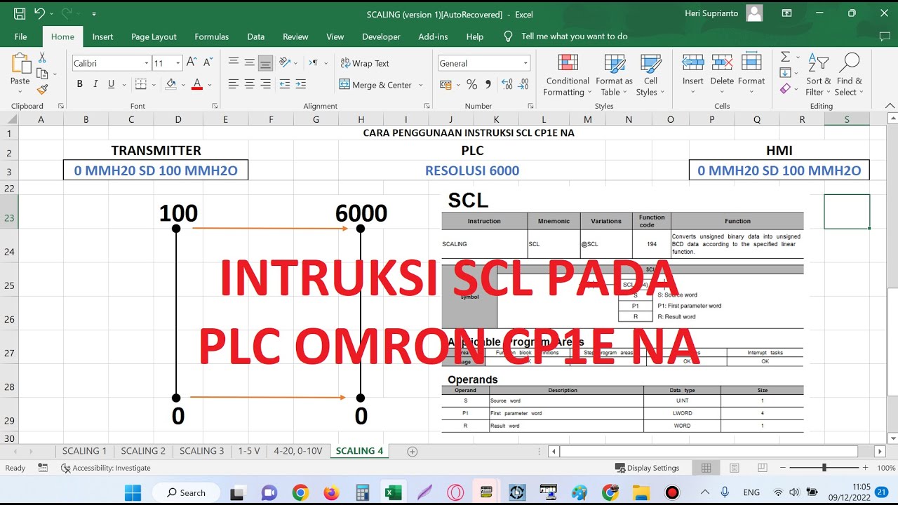 Scaling#4 Cara Menggunakan Instruksi SCL pada PLC CP1E NA
