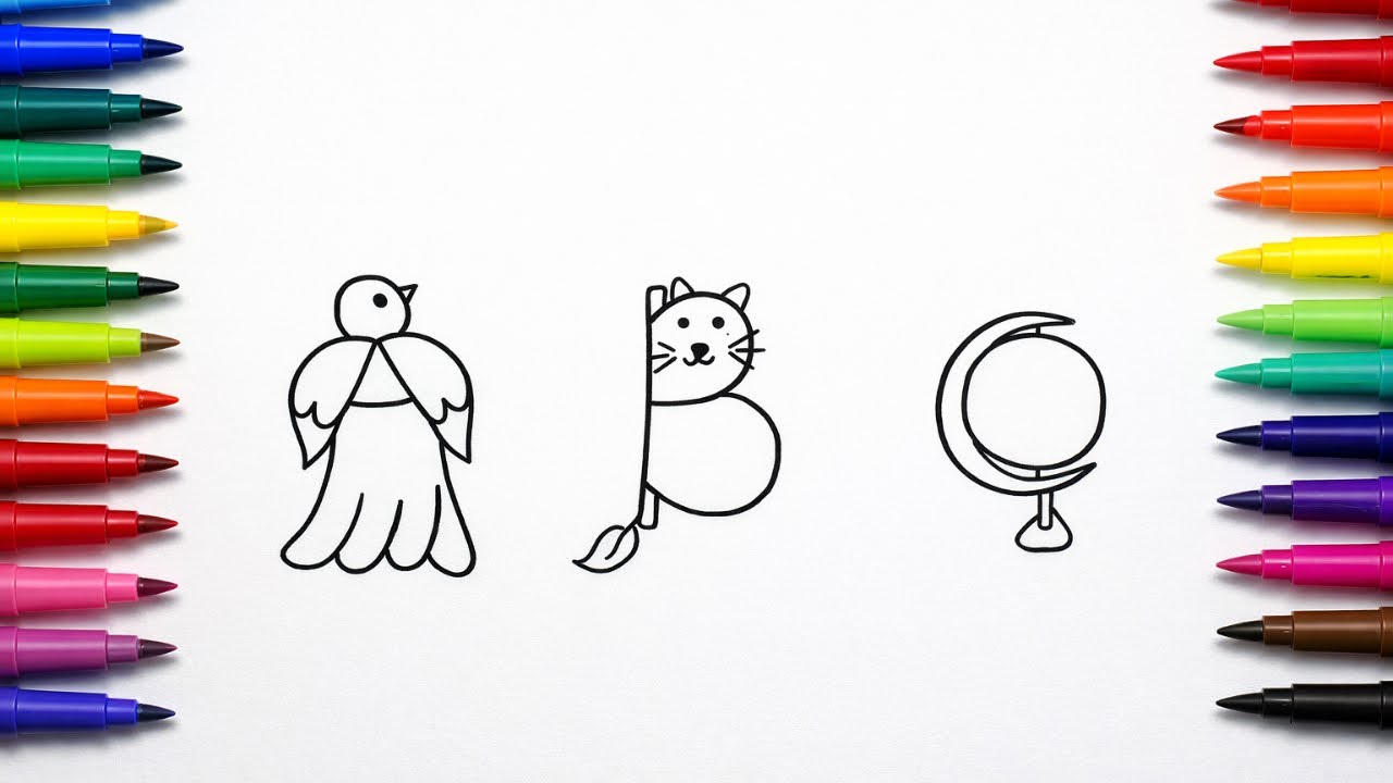 Turn letter A B C into Cute Drawings | Creative ABC Art for kids 