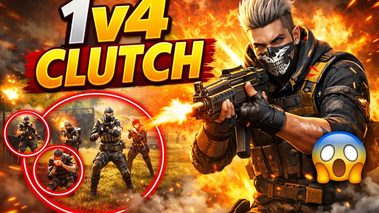 1VS4 Last Safe Zone 💣 Insane Reflexes | Free Fire#freefire #gaming #freefiremax#1vs4 