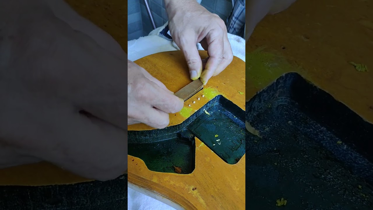 tremelo pocket fill in #guitarbuilder #guitarplayer