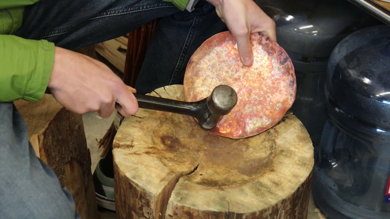 Hammering copper bowl