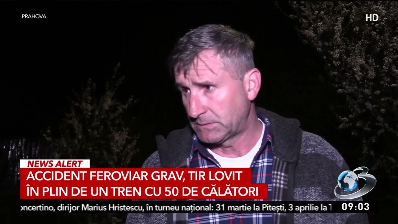 Accident feroviar grav: TIR lovit în plin de un tren cu 50 de călători