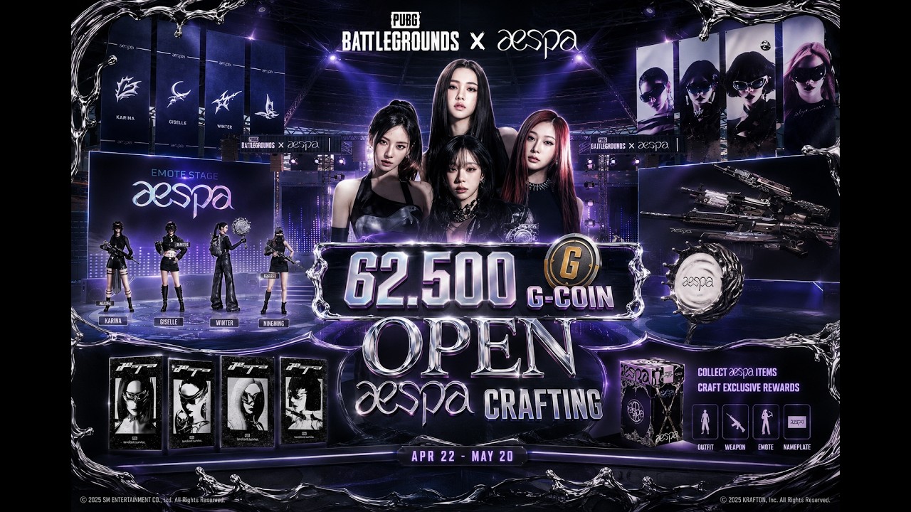 PUBG x aespa | 62500 G-COIN OPEN aespa CRAFTING | #aespa #pubg #brutal #games