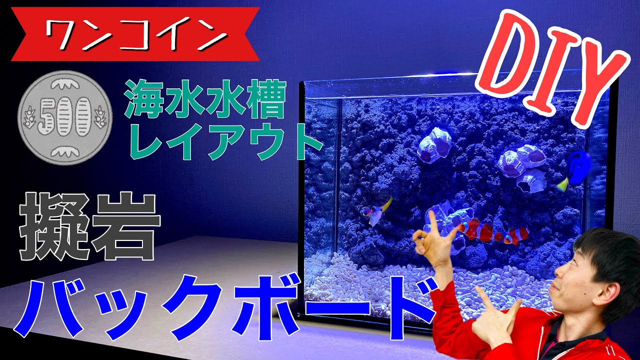 【DIY】500円で作る海水水槽レイアウト！擬岩バックボードをインスタントセメントで自作　設置１秒の最強アイテム【人工ライブロック】