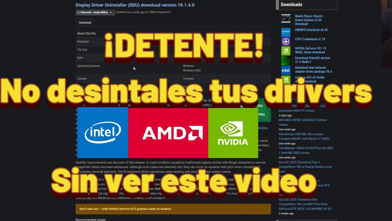 ¡DETENTE! No desinstales tus drivers NVIDIA/AMD/INTEL sin ver este video