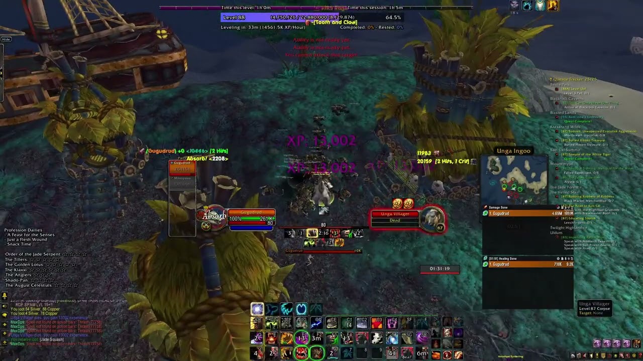After Nerf Druid Solo Fastest Leveling 85-90 Hyperspawn 14M Xp/Hour Karasang Wilds WoW MoP Classic