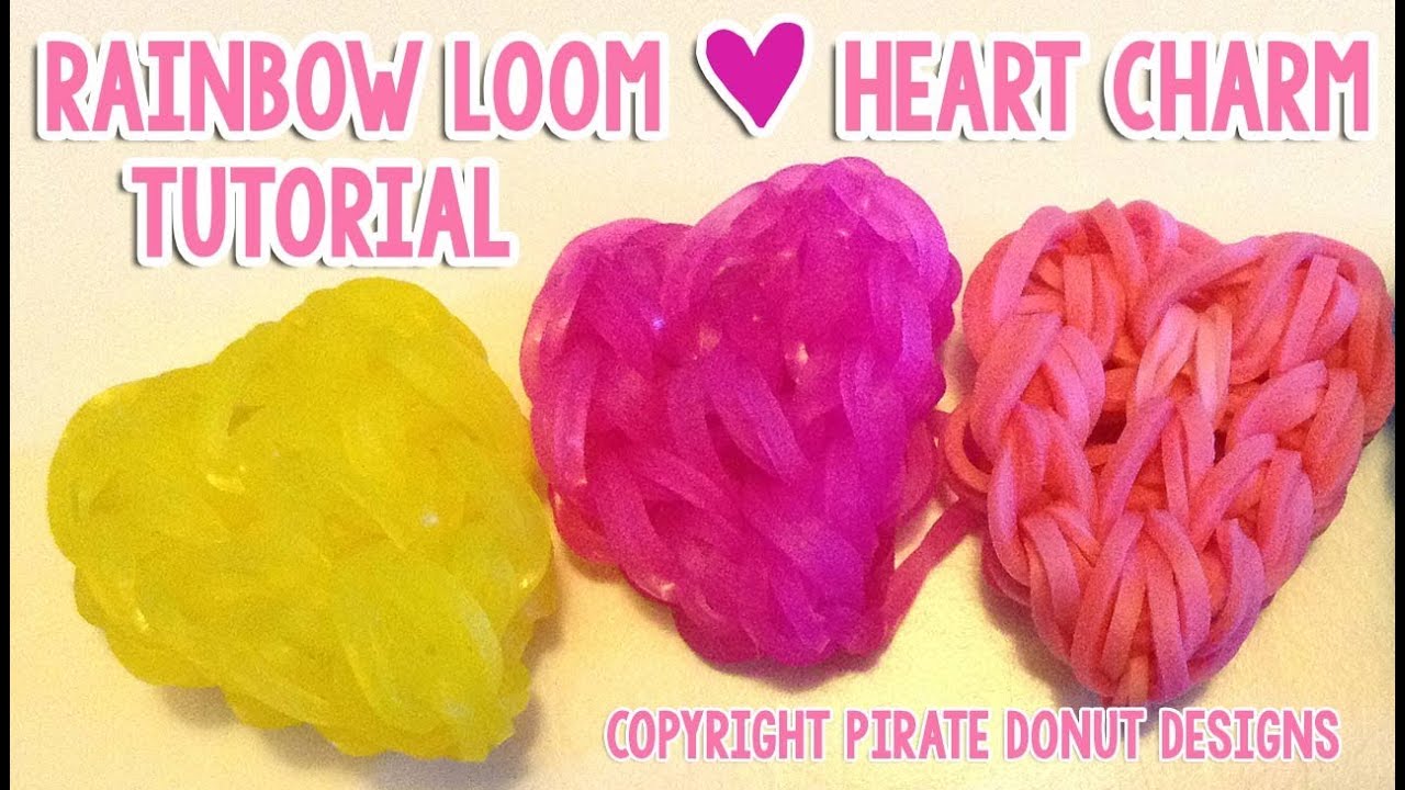Simple CUTE Heart Charm Rainbow Loom Tutorial Valentine's Day
