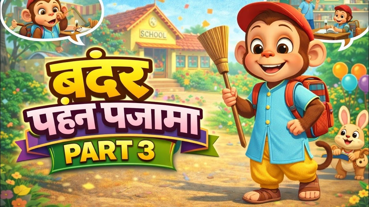 बंदर मामा पहन पजामा | Bandar Mama Pahan Pajama | Hindi Rhymes for Kids