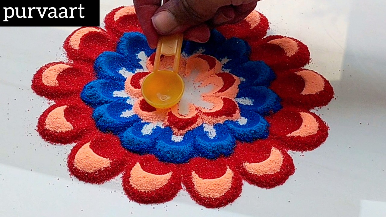 Simple Beautiful Rangoli Design | Trending 2026 | Beginner Friendly Step by Step🌼