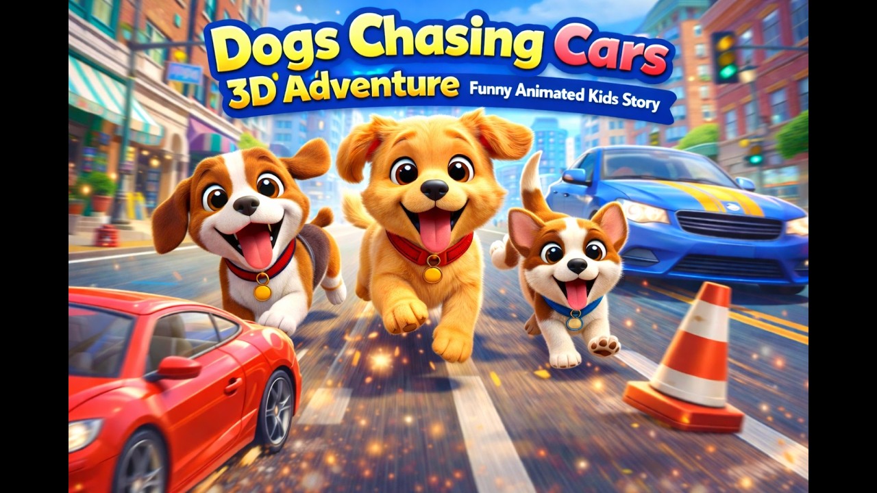 Dogs Chasing Cars 3D Adventure | Funny Animated Kids Story