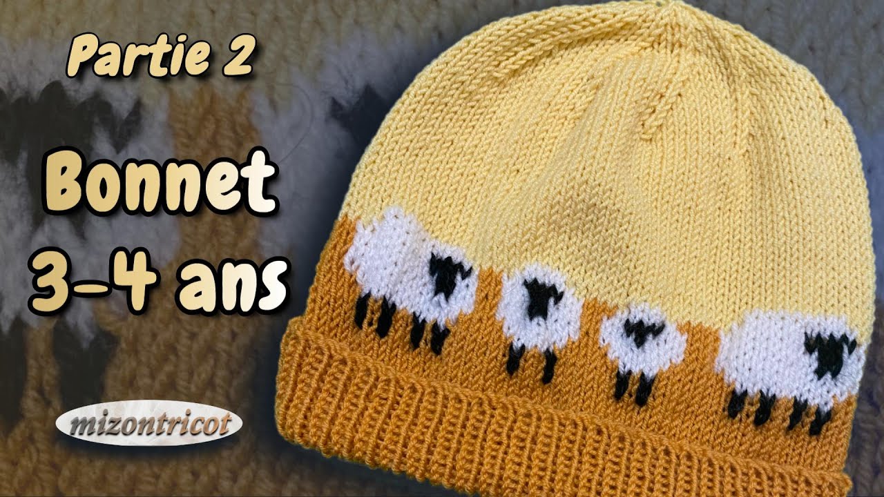 [TRICOT]  BONNET ♥ pour ENFANT 3-4 ans ♥ Partie 2 🐑