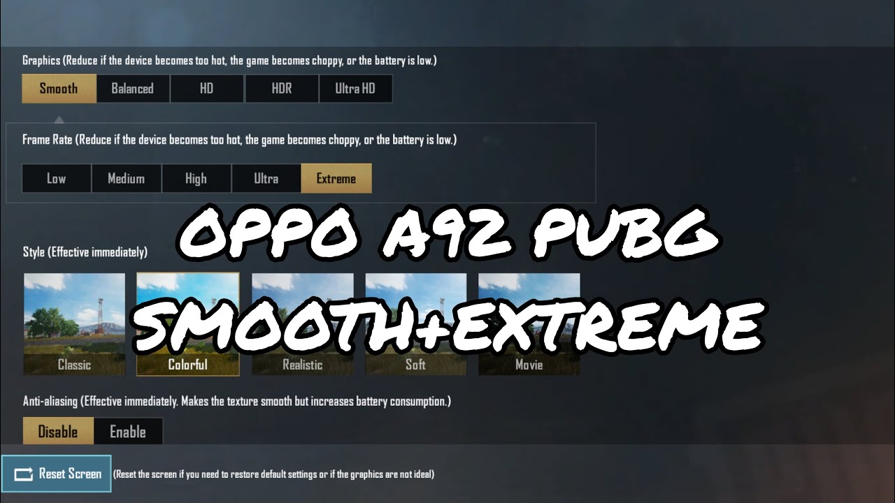 OPPO A92 PUBG SMOOTH EXTREME 60 FPS GAME PLAY SOLO VS SQUAD - ANDROID GFX TOOL FULL SETTING