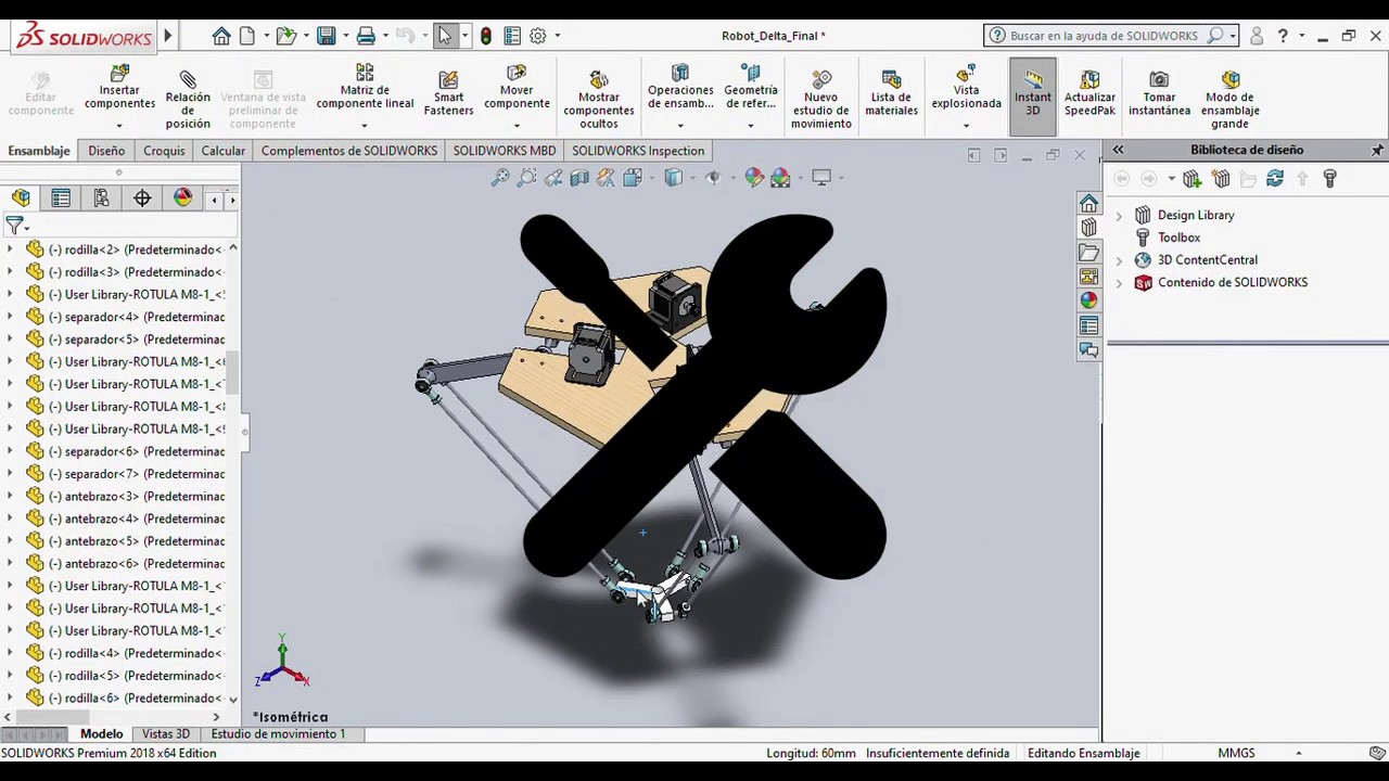 ENSAMBLE Y SIMULACIÓN DE ROBOT DELTA EN SOLIDWORKS!!