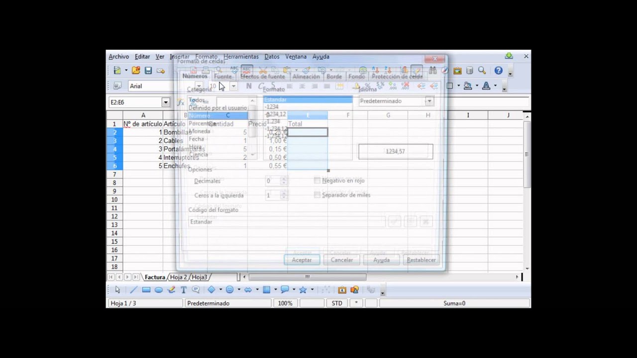 Open Office Calc: Elaborar una Factura