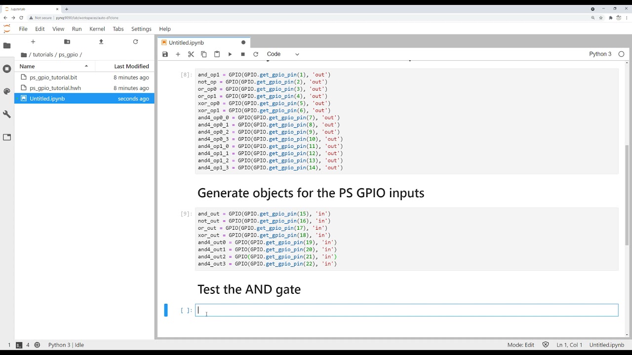 PYNQ Tutorial; PS GPIO Part 2: using the PYNQ GPIO class