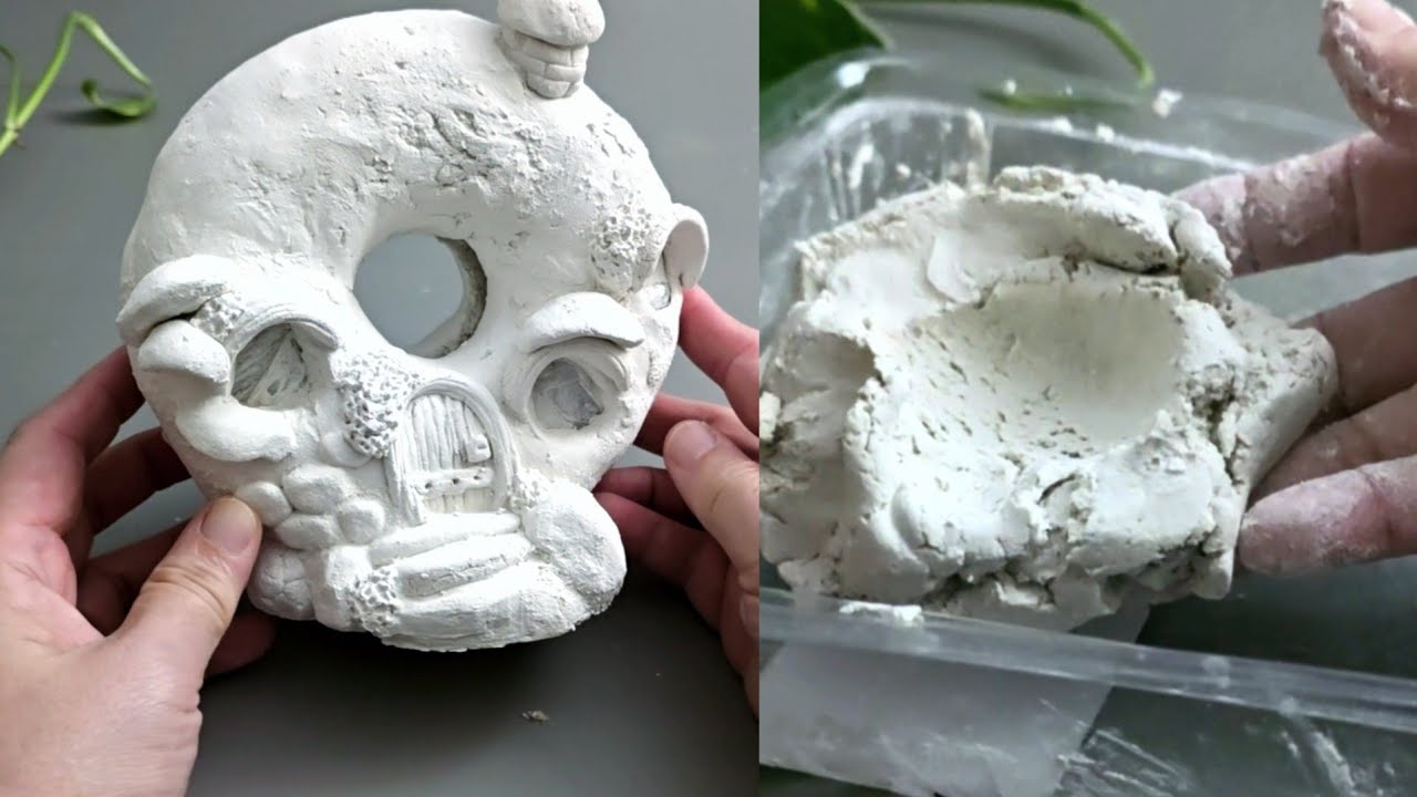 Donut Fairy House Lamp Using Homemade Air Dry Clay - Part 1