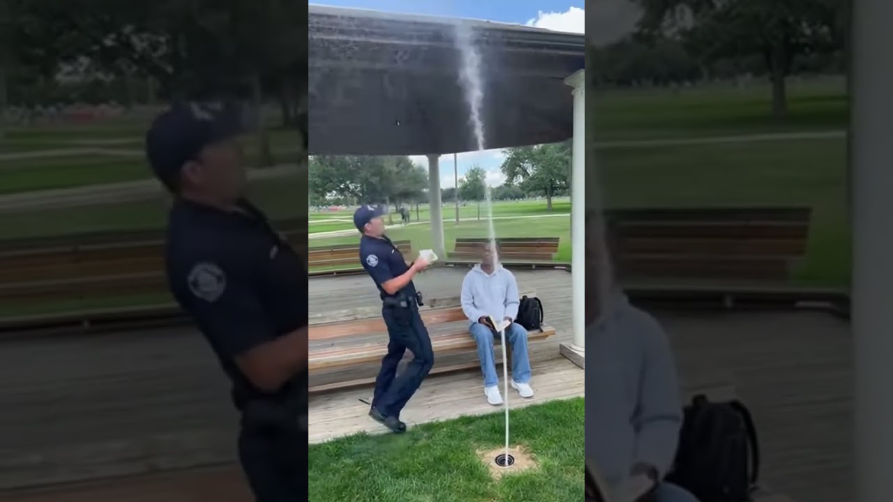 Полицейский пытается выписать штраф, а вместо этого промокает насквозь #карма #смешно