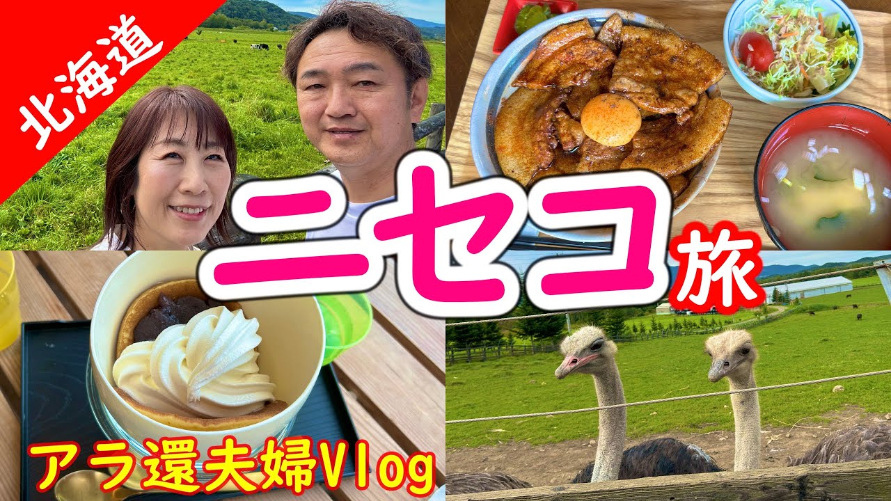 【アラ還夫婦の旅Vlog】ダチョウに齧られた！北海道ニセコ１泊２日～羊蹄山ぐるり一周の旅～前編