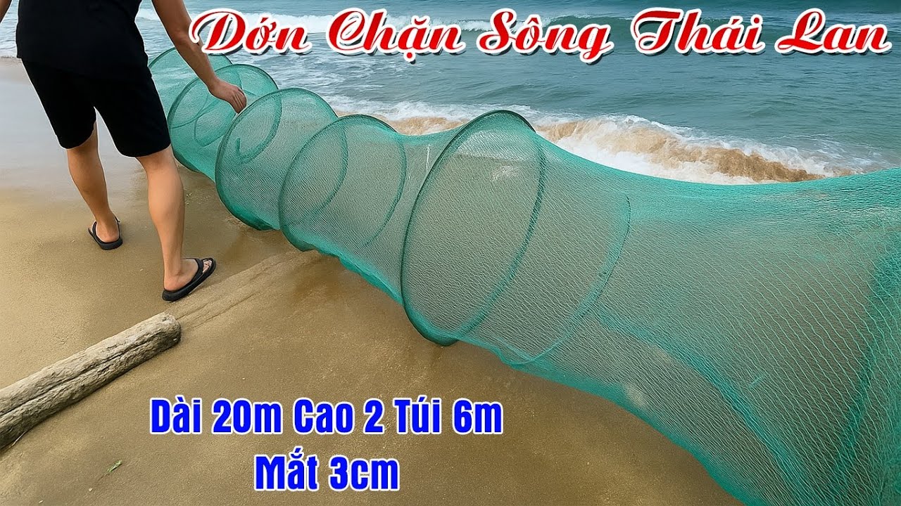 Lưới Chặn Sông Thái Lan Mắt 3cm Cước Sợi 19 - Dớn Chặn Bắt Tôm Cua Cá Nước Lũ Chảy Siết 0987782098