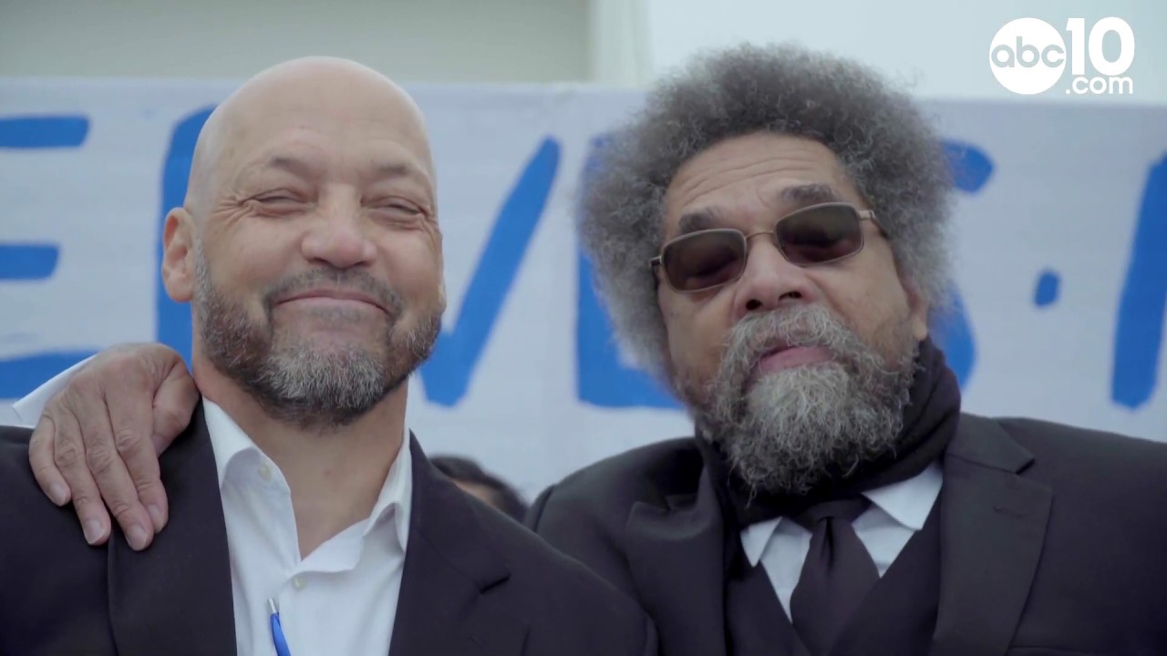 Dr. Cornel West visits a Sacramento California Catholic high school in support of fired friend