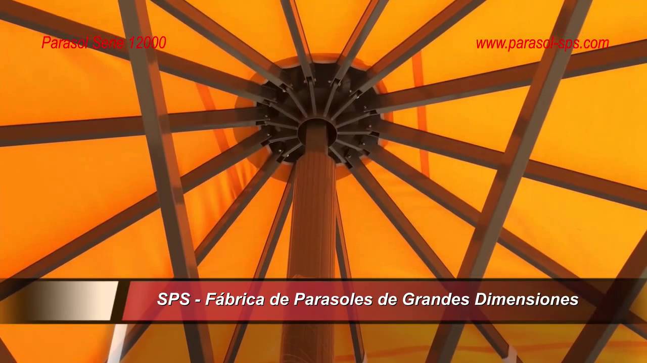 Parasol SPS Serie 12000, Resistente hasta 7 metros, apertura manivela, parasol gigante