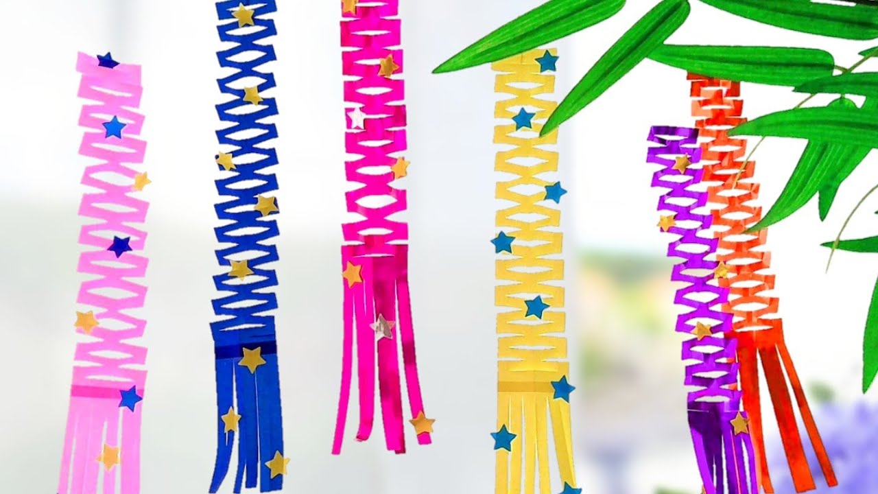 【簡単✨七夕飾り】吹き流し天の川🌌網飾りの作り方🎋【折り紙】Origami DIY