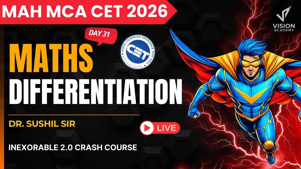Maths Differentiation Day 31 MAH MCA CET 2026 Crash Course🔥 INEXORABLE FREE Crash Course 🚀