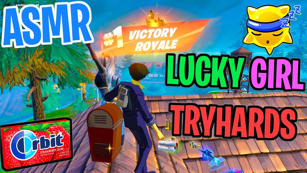 ASMR Gaming 😴 Fortnite Lucky Girl Duos! Relaxing Gum Chewing 🎮🎧 Controller Sounds + Whispering 💤