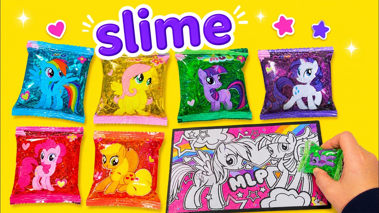 Coloring My Little Pony with Glitter Slime