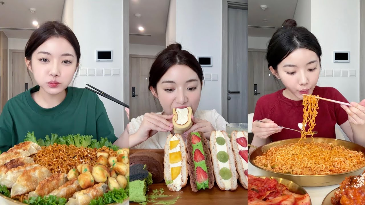 #9 Mukbang 🍜| Tổng hợp các video mukbang của Quỳnh Trương 🍮 🍇 mỳ trộn gà cay, bánh kem tươi...
