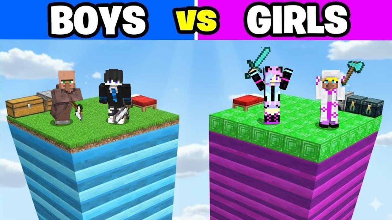 Girls vs Boys on 1 Minecraft Chunk