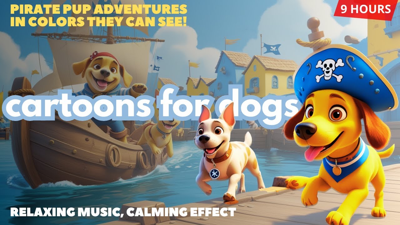CARTOONS FOR DOGS | Pirate Pups Ahoy Adventure! 🏴‍☠️ Calming Cartoon + Calming Music for Dogs 🐾