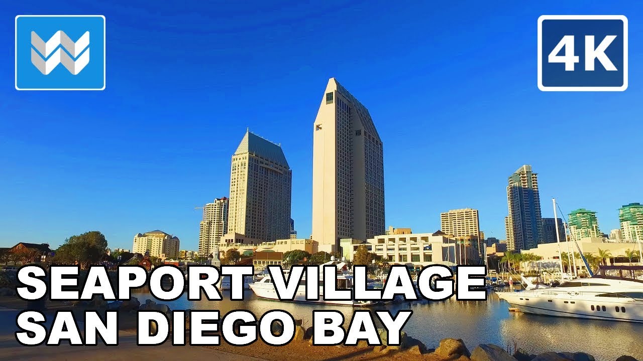 [4K] San Diego Waterfront Embarcadero in Downtown San Diego California - Walking Tour & Travel Guide