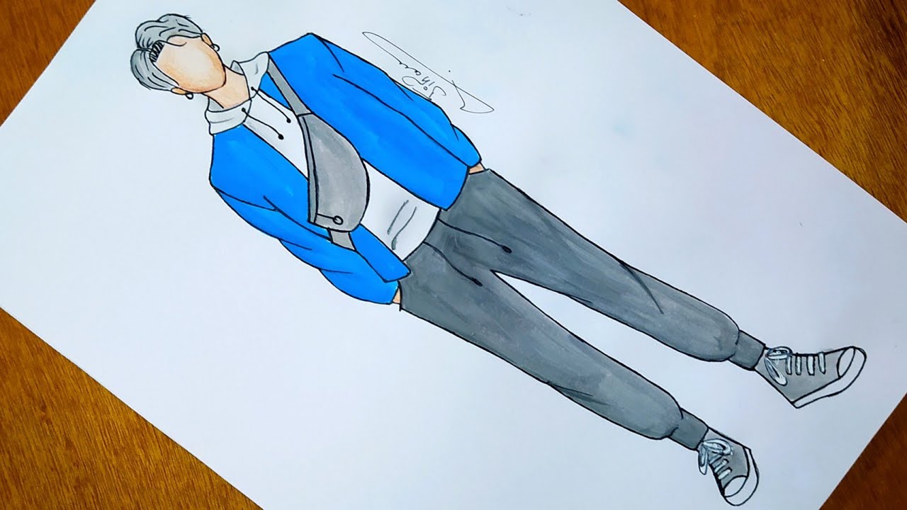 رسم أزياء كيم نامجون من فرقة BTS خطوة بخطوة | dessin BTS