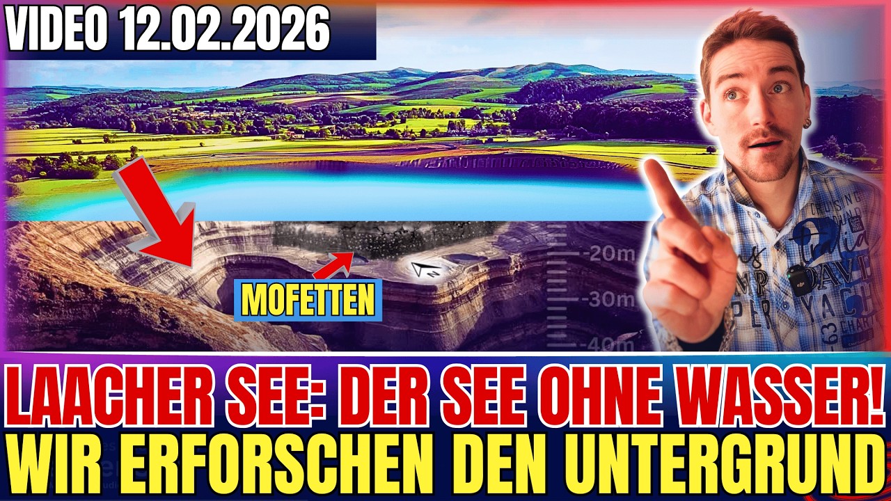 LAACHER SEE: Eine Grafik und der Blick auf die Mofetten am Grund des Sees