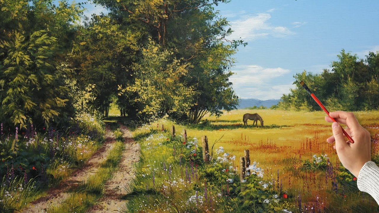 How to Paint Summer Landscape | Живопись акрилом, летний пейзаж.
