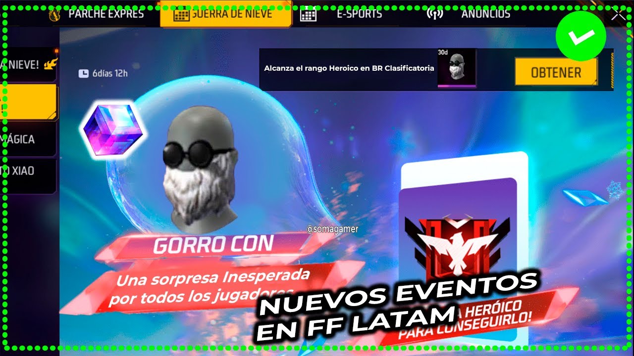 Llegaron los Eventos de Navidad GRATIS/ Barba del Viejo Free fire FF LATAM CUBO M&Aacute;GICO actualizacion