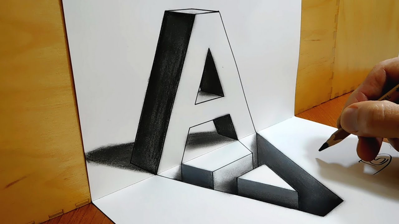 3D Trick Art on Paper, Letter A and its Hole