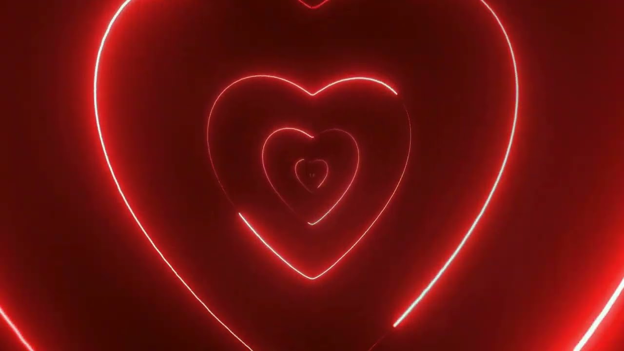 Red Neon Heart Tunnel Loop 💖 | Romantic VJ Background | Seamless Love Animation 