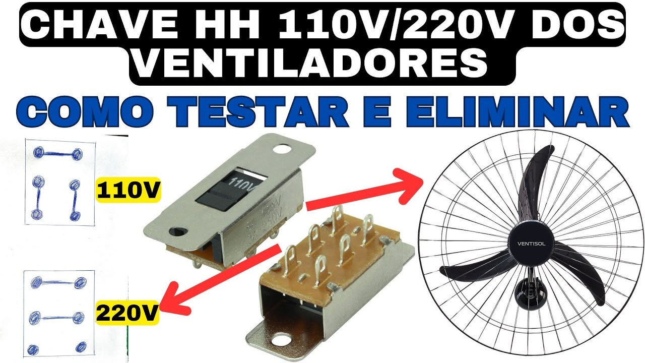 Veja como testar e eliminar a chave HH que seleciona tensão 100V / 220V no ventilador de parede