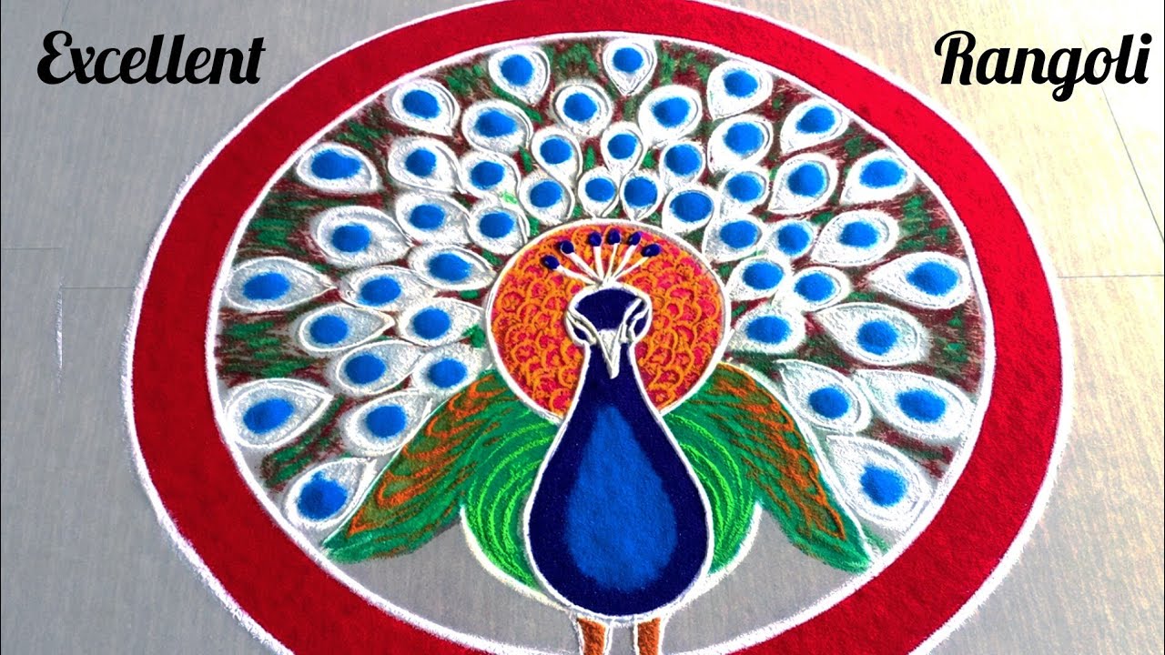 🌺தோகை விரித்தாடும் மயில்🦚கோலம் 🌺peacock rangoli #yt #trending #new #youtubevideo @excellentrangoli