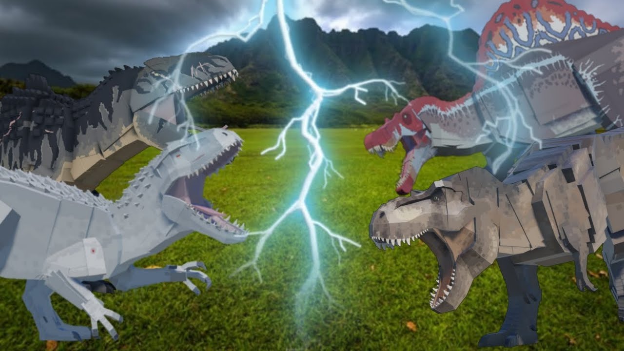 Tyrannosaurus Rex and Spinosaurus vs Indominus Rex and Giganotosaurus - THE FINAL FIGHT OF 2025!