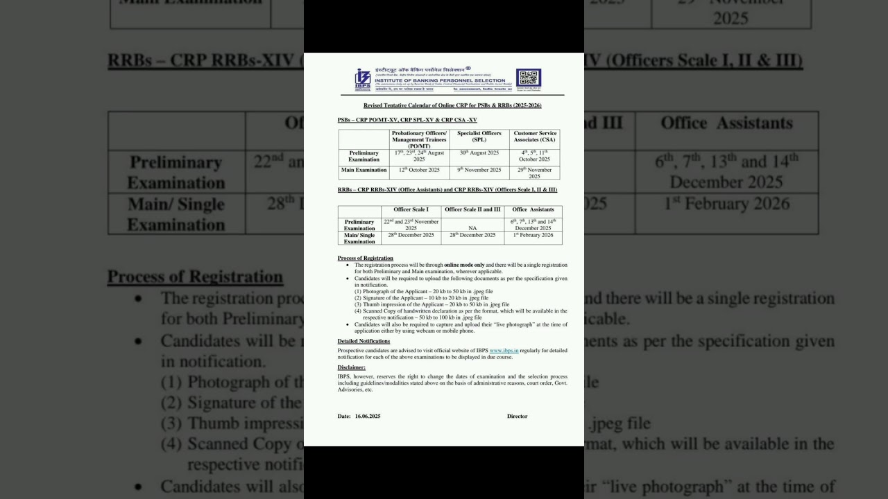 Ibps calendar 2025 revised🚨#ibpspo #rrbpo #ytshorts