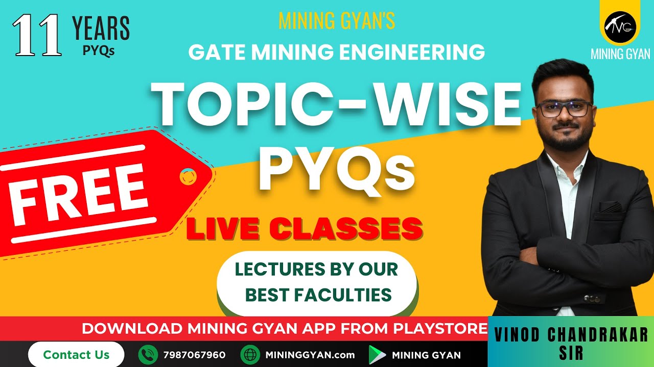 FREE GATE MN 2024 || TOPIC WISE PYQs || Live Classes || on Mining Gyan App || Vinod sir.